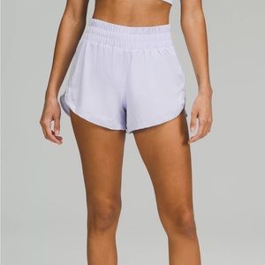 lululemon track that high rise shorts 3” pastel blue